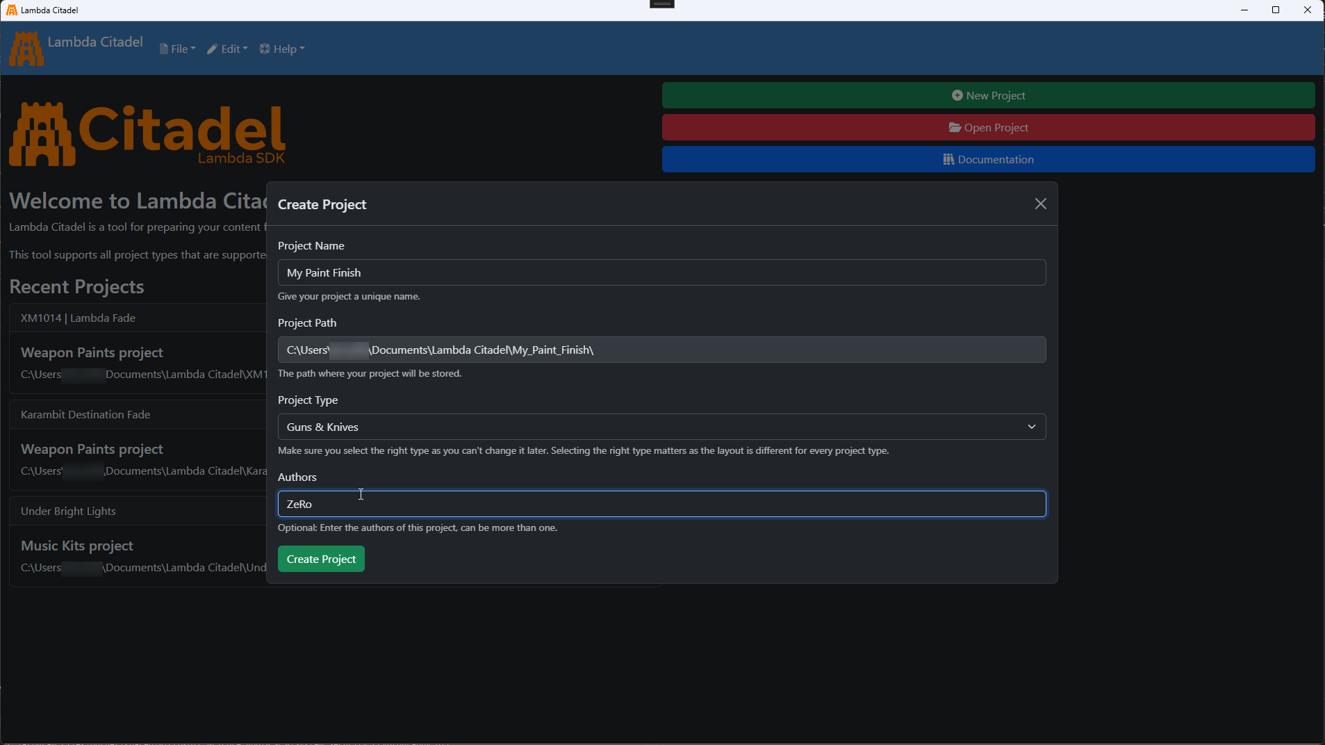 Create a Citadel Project